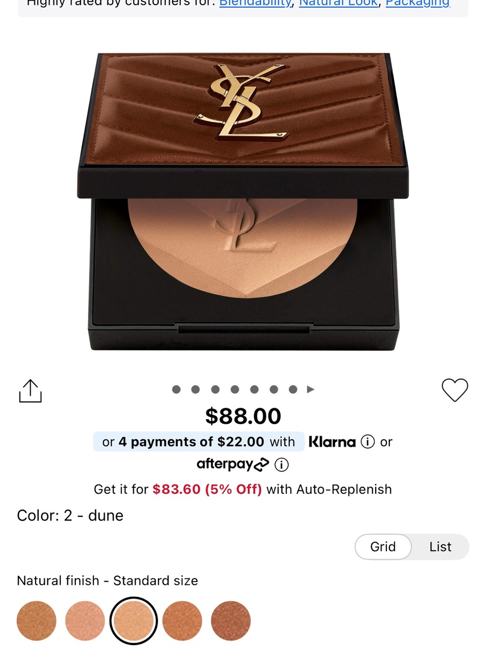 Yves Saint Laurent Bronzer & Contour Compact in Dune Brown
